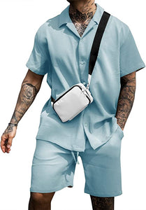 Men's Ocean Drive Green Short Sleeve Shirt & Shorts Set