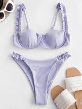 Load image into Gallery viewer, High Cut Underwire Bikini Lavender Swimsuit Set