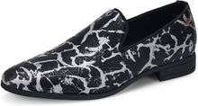 Load image into Gallery viewer, Men&#39;s Formal Black &amp; Silver Lighting Loafer Dress Shoes