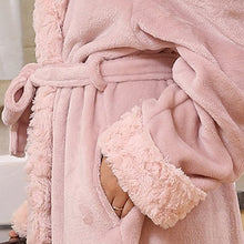 Load image into Gallery viewer, Luxury Pink Faux Fur Plush Long Sleeve Robe