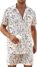 Load image into Gallery viewer, Men&#39;s Black Aztec Print Short Sleeve Summer Shorts Set