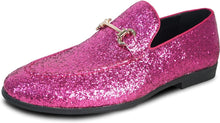 Load image into Gallery viewer, Men&#39;s Pink Sequin Metallic Glitter Loafer Dress Shoes
