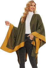 Load image into Gallery viewer, Black-Gray Soft Knit Wrap Poncho Style Cardigan