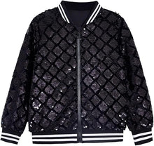 Load image into Gallery viewer, Men&#39;s Sequin Gold Varsity Diamond Long Sleeve Jacket