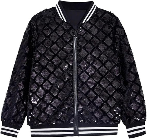 Men's Sequin Black Varsity Diamond Long Sleeve Jacket