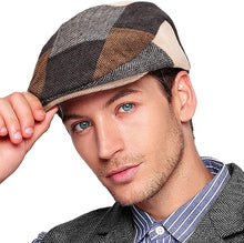 Load image into Gallery viewer, Men&#39;s Green Plaid Classic Wool Blend Tweed Flat Cap