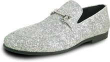 Load image into Gallery viewer, Men&#39;s Black Sequin Metallic Glitter Loafer Dress Shoes