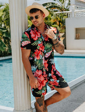 Load image into Gallery viewer, Casual Men&#39;s Blue Vacation Style Shirt &amp; Shorts Set