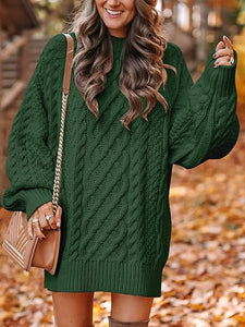 White Long Sleeve Oversized Loose Pullover Sweater Dress