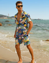 Load image into Gallery viewer, Casual Men&#39;s Blue Vacation Style Shirt &amp; Shorts Set