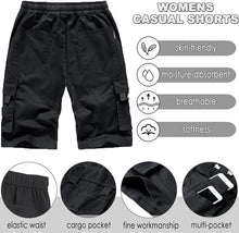 Load image into Gallery viewer, Men&#39;s Causal Cargo Pocket Black Shorts
