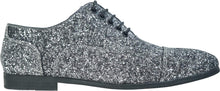Load image into Gallery viewer, Men&#39;s Silver Sequin Metallic Glitter Oxford Dress Shoes