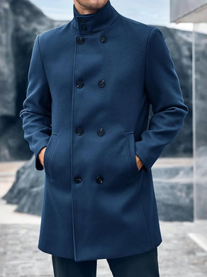 Lavnis Men's Winter Wool Coats Slim Fit Single Breasted Trench