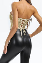 Load image into Gallery viewer, Modern Faux Leather Structured Corset Silver Top