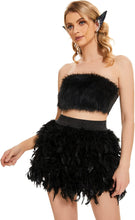 Load image into Gallery viewer, Black Handmade Italian Feathers Stretch High Waist Mini Skirt