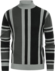 Men's Red/Black Striped Vintage Long Sleeve Sweater