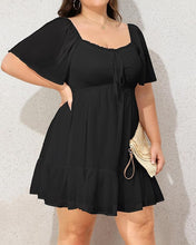 Load image into Gallery viewer, Plus Size Ruffled White Chiffon Short Sleeve Mini Dress