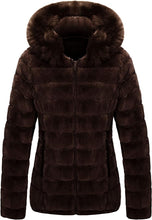 Load image into Gallery viewer, Faux Fur Collar Grey Reversible Hooded Puffer Coat