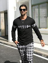Load image into Gallery viewer, Men&#39;s Black &amp; White Plaid Sweatsuit and Pants Jogger Set