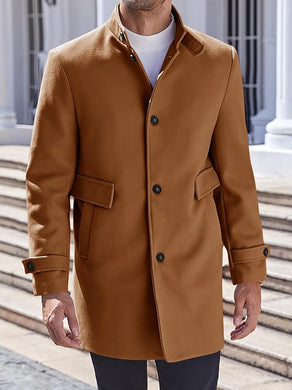 Men's Utility Style Brown Long Sleeve Single Breasted Trench Coat