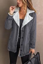 Load image into Gallery viewer, Lapel Sherpa Fleece Lined Khaki Button Down Warm Denim Jacket