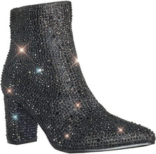 Load image into Gallery viewer, Rhinestone Studded Sequin Black Rhinestone Ankle Boots