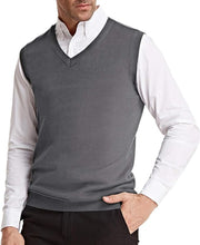 Load image into Gallery viewer, Men&#39;s White Soft V Neck Sweater Vest