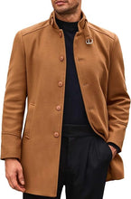 Load image into Gallery viewer, Men&#39;s Stand Collar Winter Brown Long Sleeve Coat