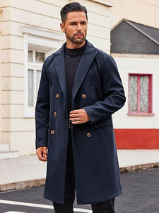 Men's Business Trench Wool Pea Brown Coat