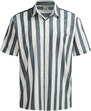 Men's Vacation Striped Summer Short Sleeve Gray-1 Striped Shirt