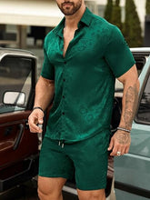 Load image into Gallery viewer, Men&#39;s Emerald Paisley Short Sleeve Shirt &amp; Shorts Set