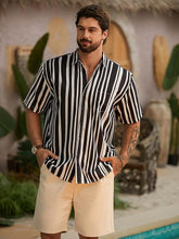 Load image into Gallery viewer, Men&#39;s Vacation Striped Summer Short Sleeve White Striped Shirt