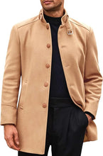 Load image into Gallery viewer, Men&#39;s Stand Collar Winter Khaki Long Sleeve Coat