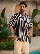 Load image into Gallery viewer, Men&#39;s Vacation Striped Summer Short Sleeve White Striped Shirt