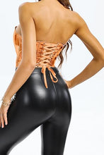 Load image into Gallery viewer, Modern Faux Leather Structured Corset Silver Top