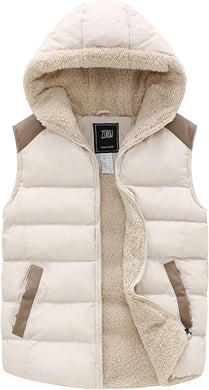 Soft Fleece Cream Winter Puffer Sleeveless Vest