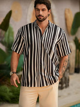 Load image into Gallery viewer, Men&#39;s Vacation Striped Summer Short Sleeve White Striped Shirt