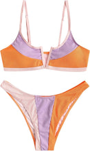 Load image into Gallery viewer, Pretty Colorful 2pc Bikini Pink-Orange Swimsuit