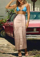 Load image into Gallery viewer, Business Chic Pink High Waist Metallic Maxi Skirt