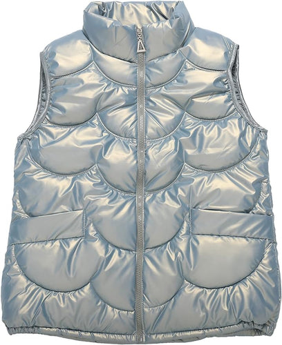 Steel Blue Quilted Puffer Sleeveless Winter Vest Jacket