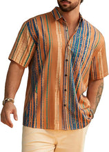 Load image into Gallery viewer, Men&#39;s Vacation Striped Summer Short Sleeve Yellow Striped Shirt