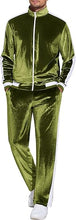 Load image into Gallery viewer, Men&#39;s Full Zip Velour Velvet 2pc Jogging Sweatsuit