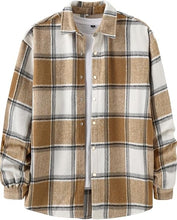 Load image into Gallery viewer, Men&#39;s Cotton Black Plaid Flannel Long Sleeve Shirt