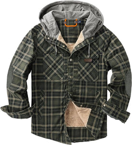 Men's Sherpa Grey/Black Lined Zip Up Hooded Long Sleeve Jacket