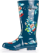 Load image into Gallery viewer, Black Floral Waterproof Rain Boots Water Shoes