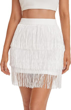 Load image into Gallery viewer, White Fringe Chic High Waist Tassel Mini Skirt