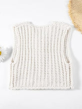 Load image into Gallery viewer, White Sleeveless Crochet Cardigan Vest Button Down