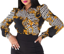 Load image into Gallery viewer, Plus Size Luxury White/Gold Satin Silk Button Down Long Sleeve Blouse