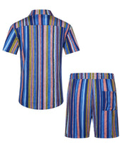 Load image into Gallery viewer, Casual Men&#39;s Blue Vacation Style Shirt &amp; Shorts Set