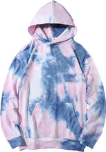 Load image into Gallery viewer, Men&#39;s Trendy Tie Dye Pink/Blue Long Sleeve Hoodie Pull Over Sweatshirt